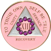 AA Coin, #A35.  Pink AA Coin w Pink Circle (Yrs 1-50)