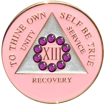 AA Coin, #A35.  Pink AA Coin w Pink Circle (Yrs 1-50)