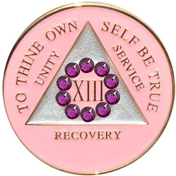 AA Coin, #A35.  Pink AA Coin w Pink Circle (Yrs 1-50)