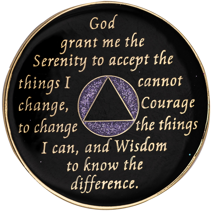 AA Coin, #A38.  Glitter Lavender AA Chip w Aurora Borealis (Yrs 1-50)