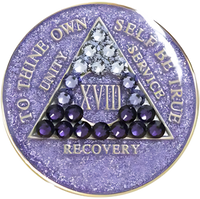 AA Coin, #A39.  Glitter Lavender AA Chip  w Purple Trans (Yrs 1-50)