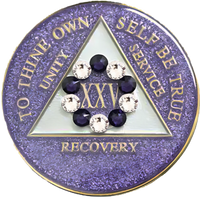 AA Coin, #A44.  Glitter Lavender AA Chip w Purple/White Circle (Yrs 1-50)