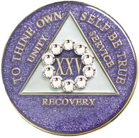 AA Coin, #A45.  Glitter Lavender AA Medallion w WH Circle (Yrs 1-50)