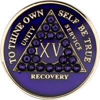 AA Coin, #A53.  Purple AA Coin w Purple Crystals (Yrs 1-65)