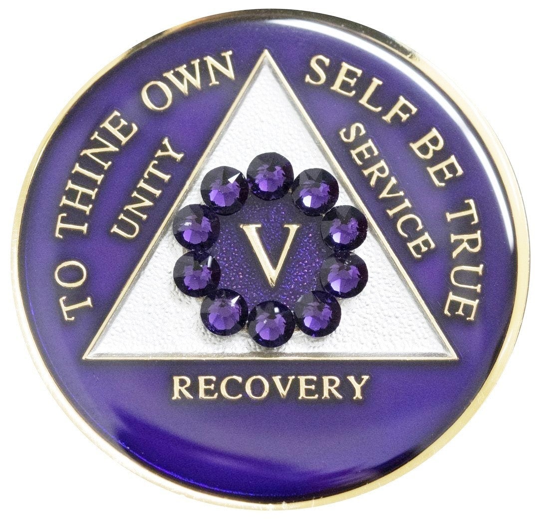 #a48. AA Medallion Purple w Purple Circle Crystals (1-65) - Premium Medallions from Choices - Just $21.95! Shop now at Choices Books & Gifts