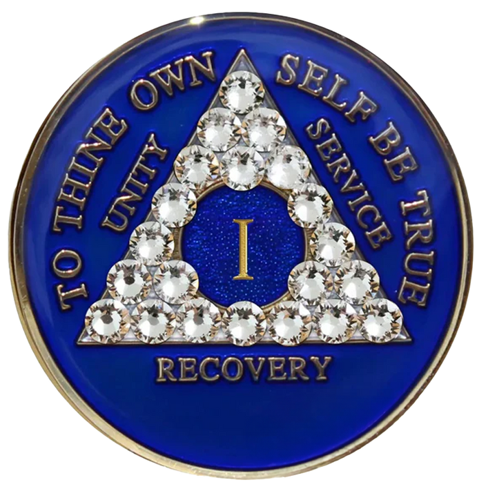 AA Coin, #A67. Blue w White Crystals (Yrs 1-65)