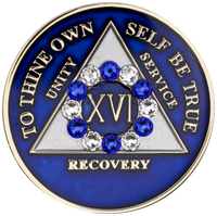 AA Coin, #A69.  Blue AA Coin w Blue/White Circle (Yrs 1-65)