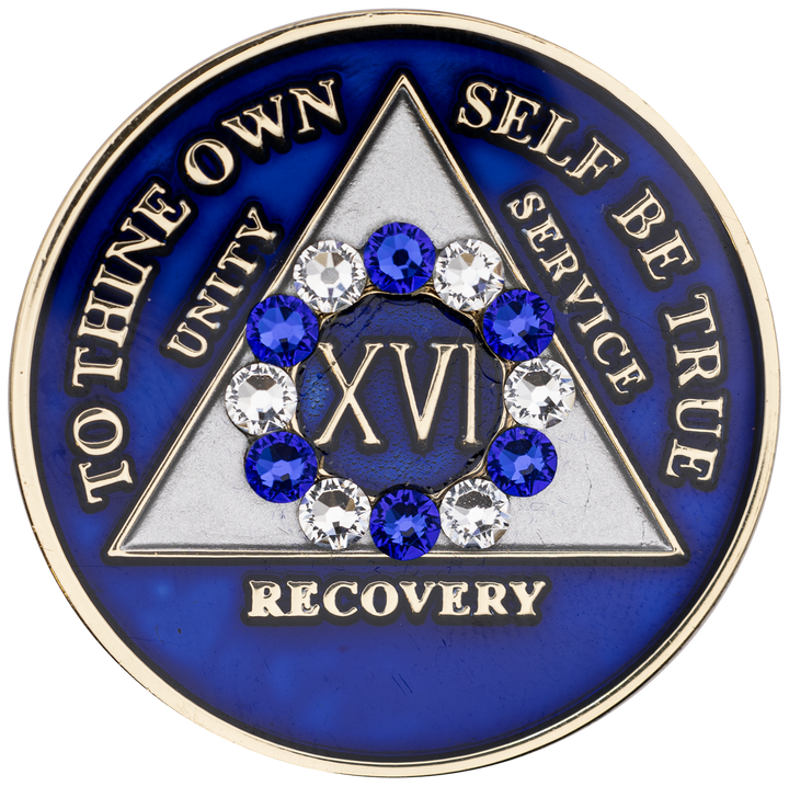 AA Coin, #A69.  Blue AA Coin w Blue/White Circle (Yrs 1-65)