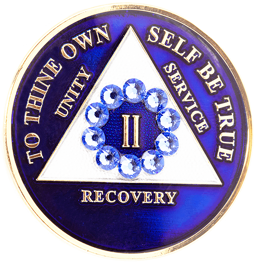 #a70. AA Blue Coin w Blue Circle Crystals (1-65) - Premium Medallions from Choices - Just $21.95! Shop now at Choices Books & Gifts