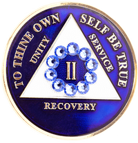 #a70. AA Blue Coin w Blue Circle Crystals (1-65) - Premium Medallions from Choices - Just $21.95! Shop now at Choices Books & Gifts