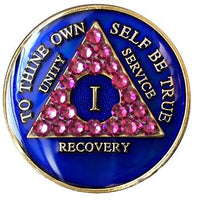 #a67. AA Blue Medallion w Pink Crystals (1-65) - Premium Medallions from Choices - Just $21.95! Shop now at Choices Books & Gifts