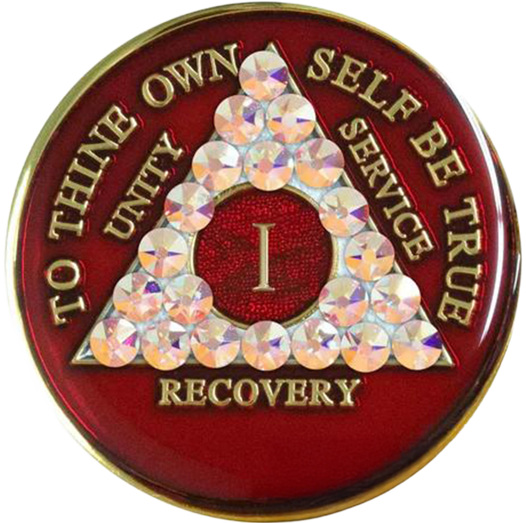 AA Coin, #A85. Red AA Medallion  w Aurora Borealis (Yrs 1-65)