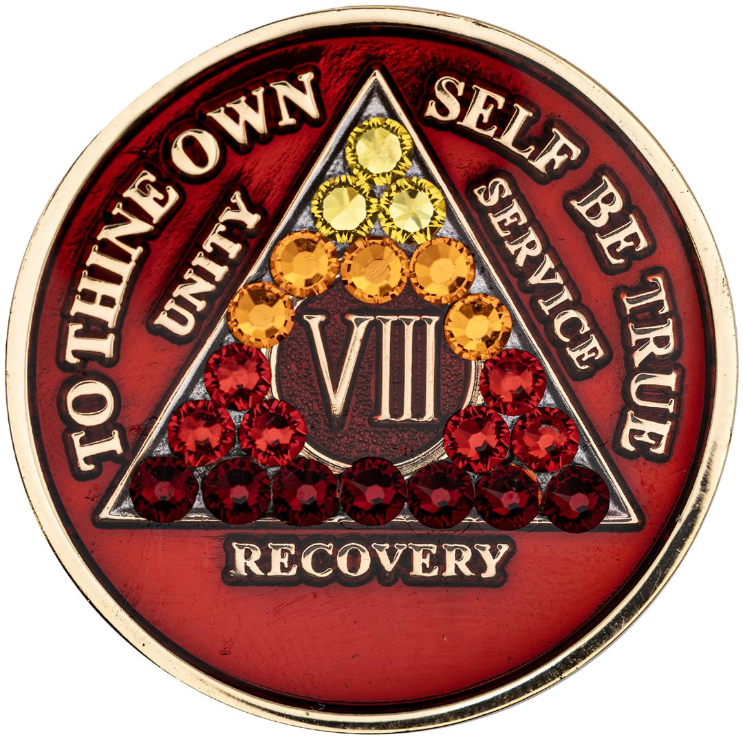 AA Coin, #A87.  Red AA Medallion w Red Transition (Yrs 1-65)