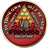 AA Coin, #A87.  Red AA Medallion w Red Transition (Yrs 1-65)