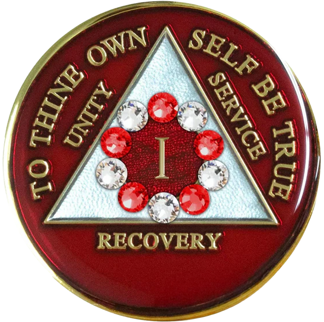 AA Coin, #A89. Red AA Medallion w RD/WH Circle (Yrs 1-65)