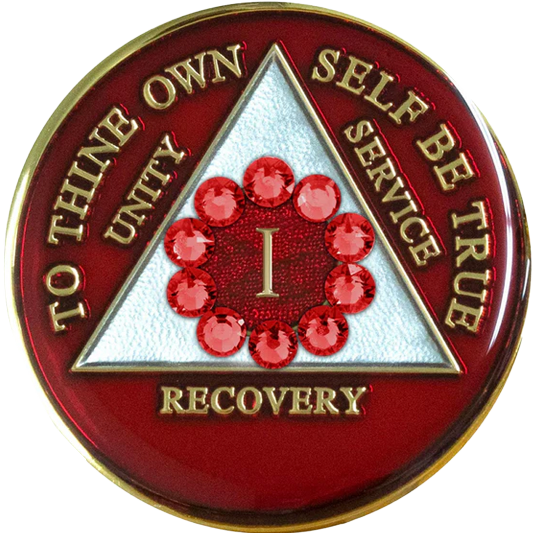 AA Coin, #A90.Red AA Medallion w Red Circle (Yrs 1-65)