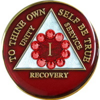 AA Coin, #A90.Red AA Medallion w Red Circle (Yrs 1-65)