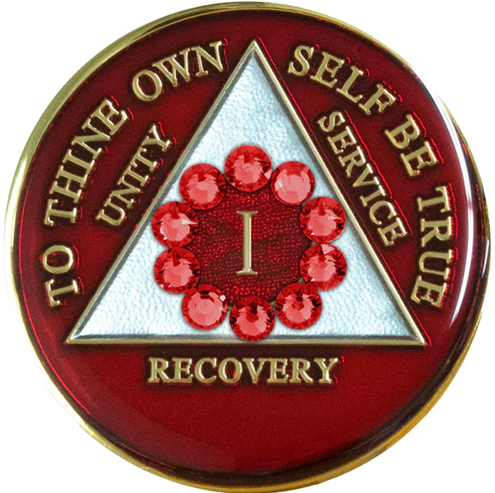 AA Coin, #A90.Red AA Medallion w Red Circle (Yrs 1-65)