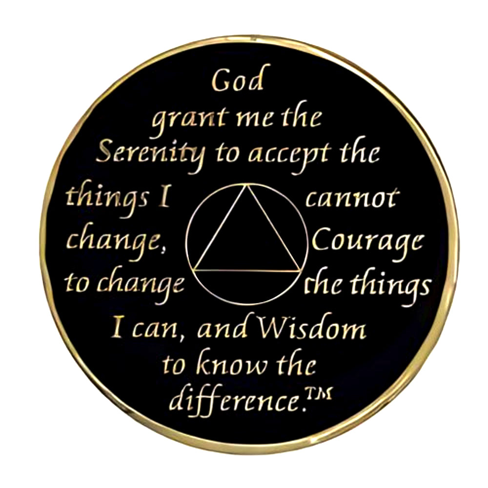 AA Coin, #A98.  Black AA Medallion w Rose Triangle (Yrs 1-65)