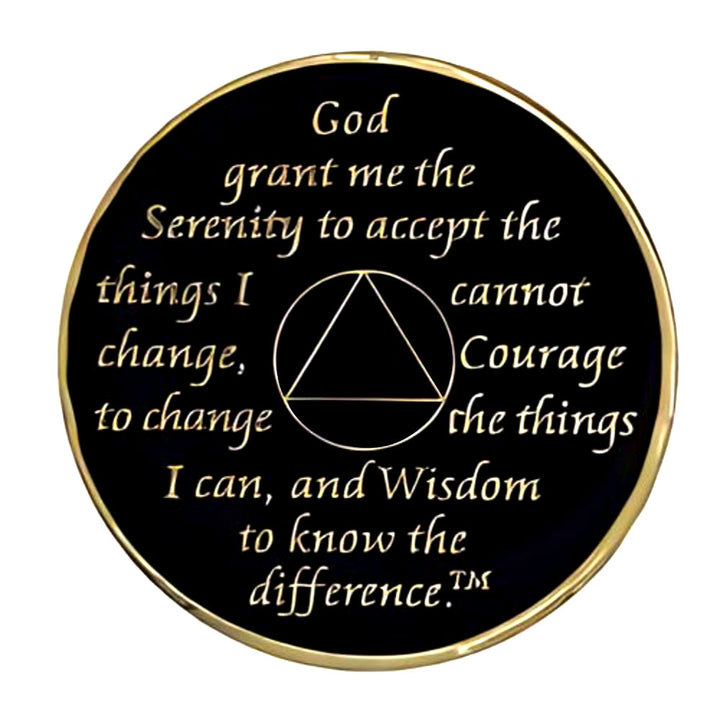 AA Coin, #A98.  Black AA Medallion w Rose Triangle (Yrs 1-65)