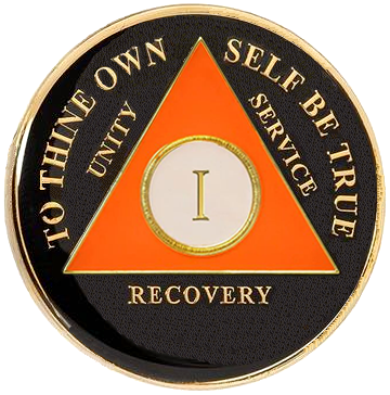 AA Coin, #AA101.  AA Black/Orange Medallion  (Yrs 1-65)