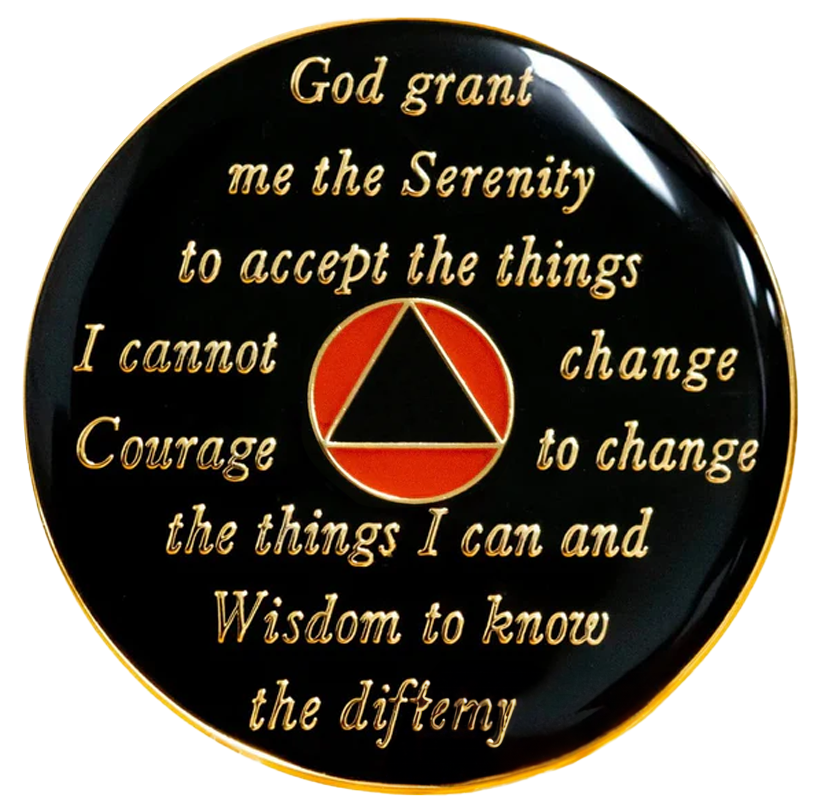 AA Coin, #AA101.  Black /Orange AA Medallion  (Yrs 1-65)