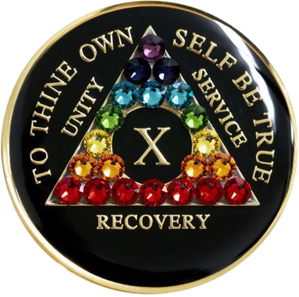 AA Coin, #AA104.  Black AA Chip w Reverse Rainbow (Yrs 1-65)