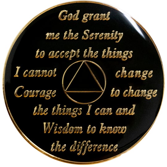 AA Coin, #AA106.  Black AA Medallion w Rainbow Circle (Yrs 1-50)