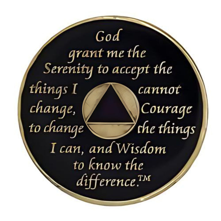 AA Coin, #AA107.  Black AA Medallion w White Circle (Yrs 1-50)