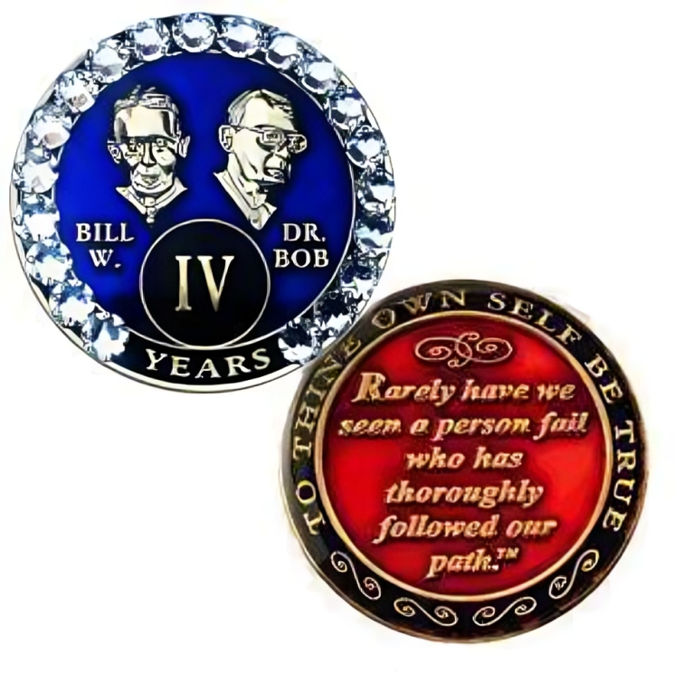 Bill & Bob Blue Coin with White Crystals - Recovery Medallion from Choices Books & Gifts
