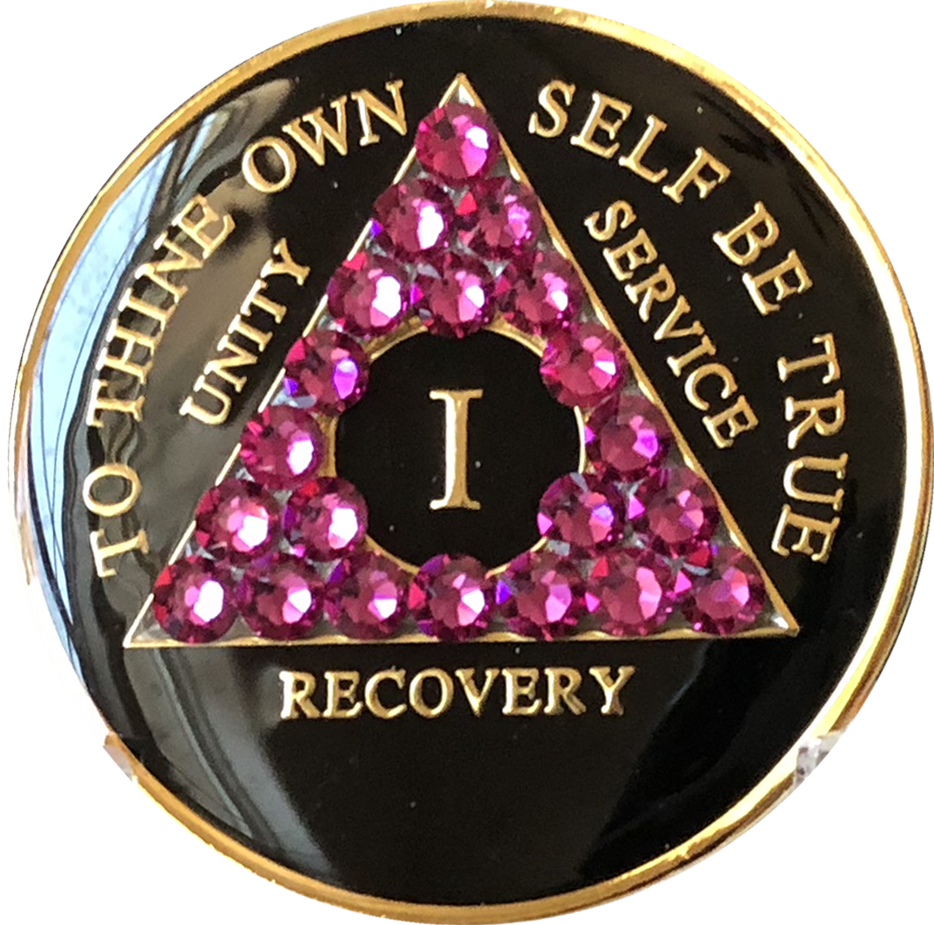 AA Black with Rose Triangle Coin - Recovery Medallion from Choices Books & Gifts