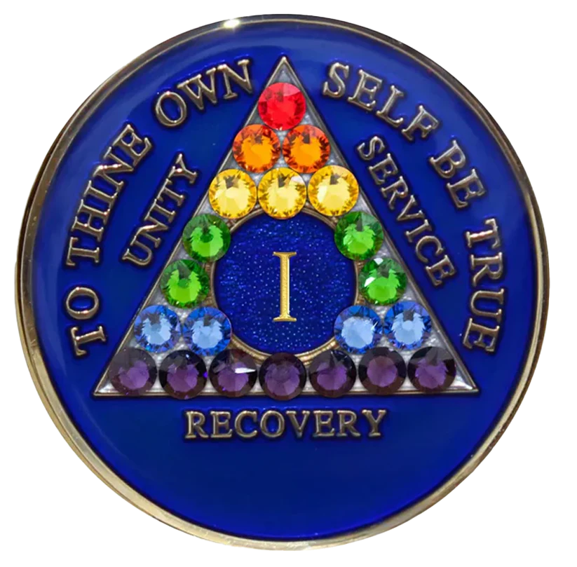 AA Blue with Rainbow Bling Coin - Recovery Medallion from Choices Books & Gifts