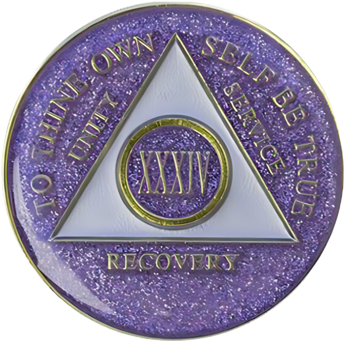 Glitter Lavender AA Medallion - Recovery Medallion from Choices Books & Gifts