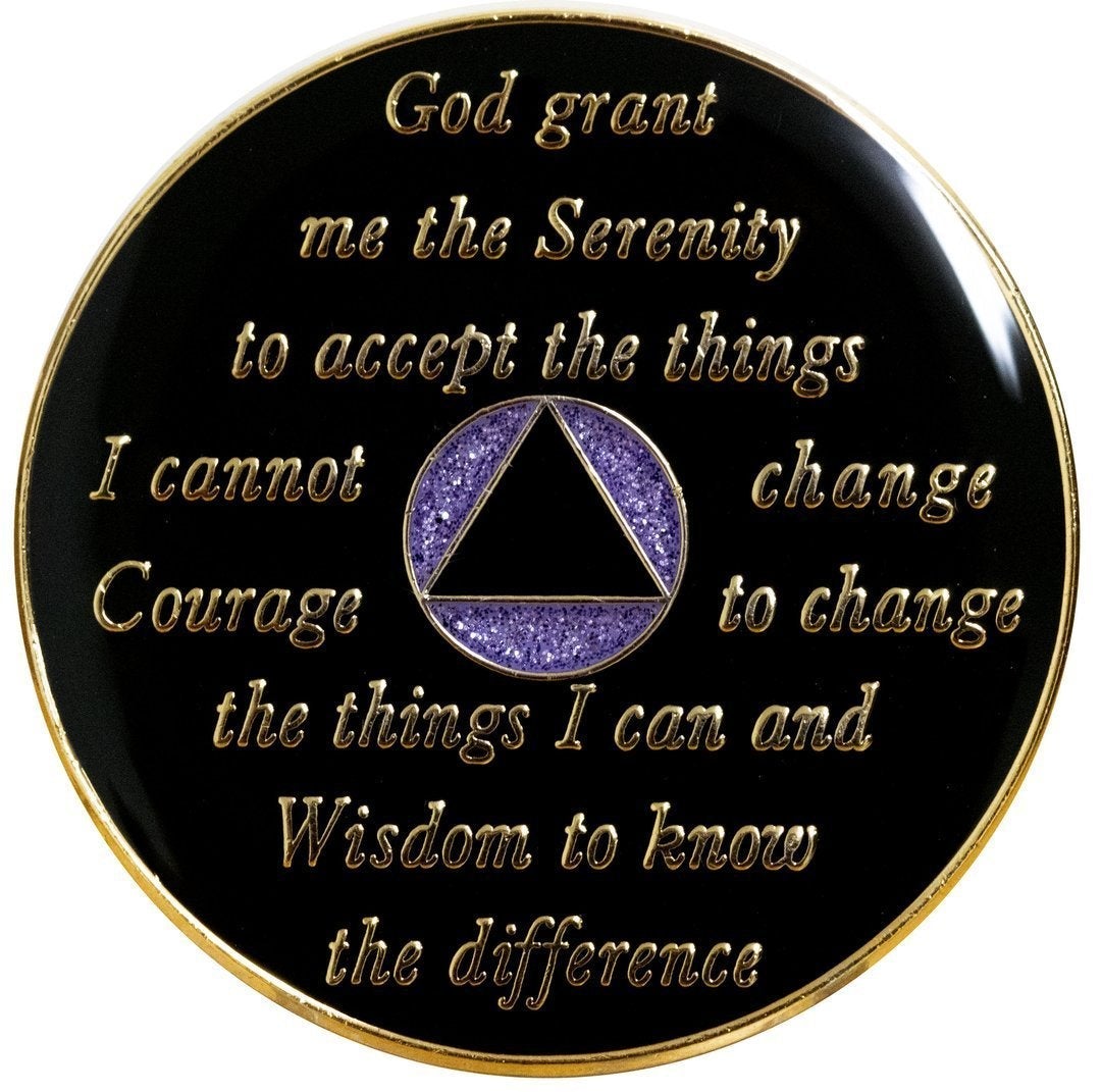 Glitter Lavender AA Medallion with WH Circle - Recovery Medallion from Choices Books & Gifts