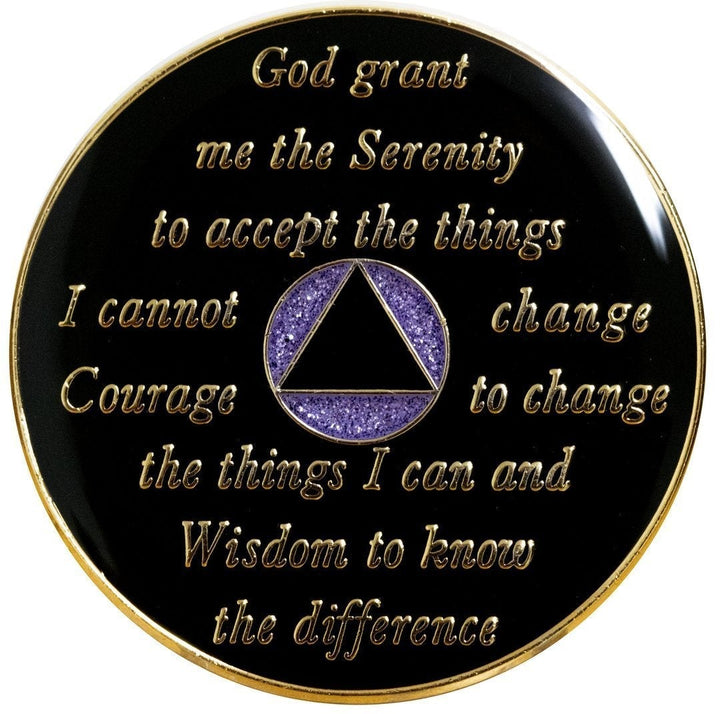 Glitter Lavender AA Medallion with WH Circle - Recovery Medallion from Choices Books & Gifts