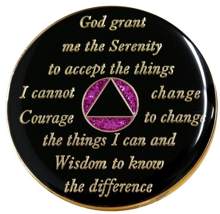 AA Glitter Pink with Pink Crystals Coin - Recovery Medallion from Choices Books & Gifts
