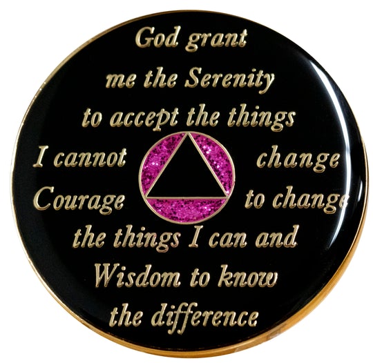 AA Glitter Pink with Rainbow Coin - Recovery Medallion from Choices Books & Gifts