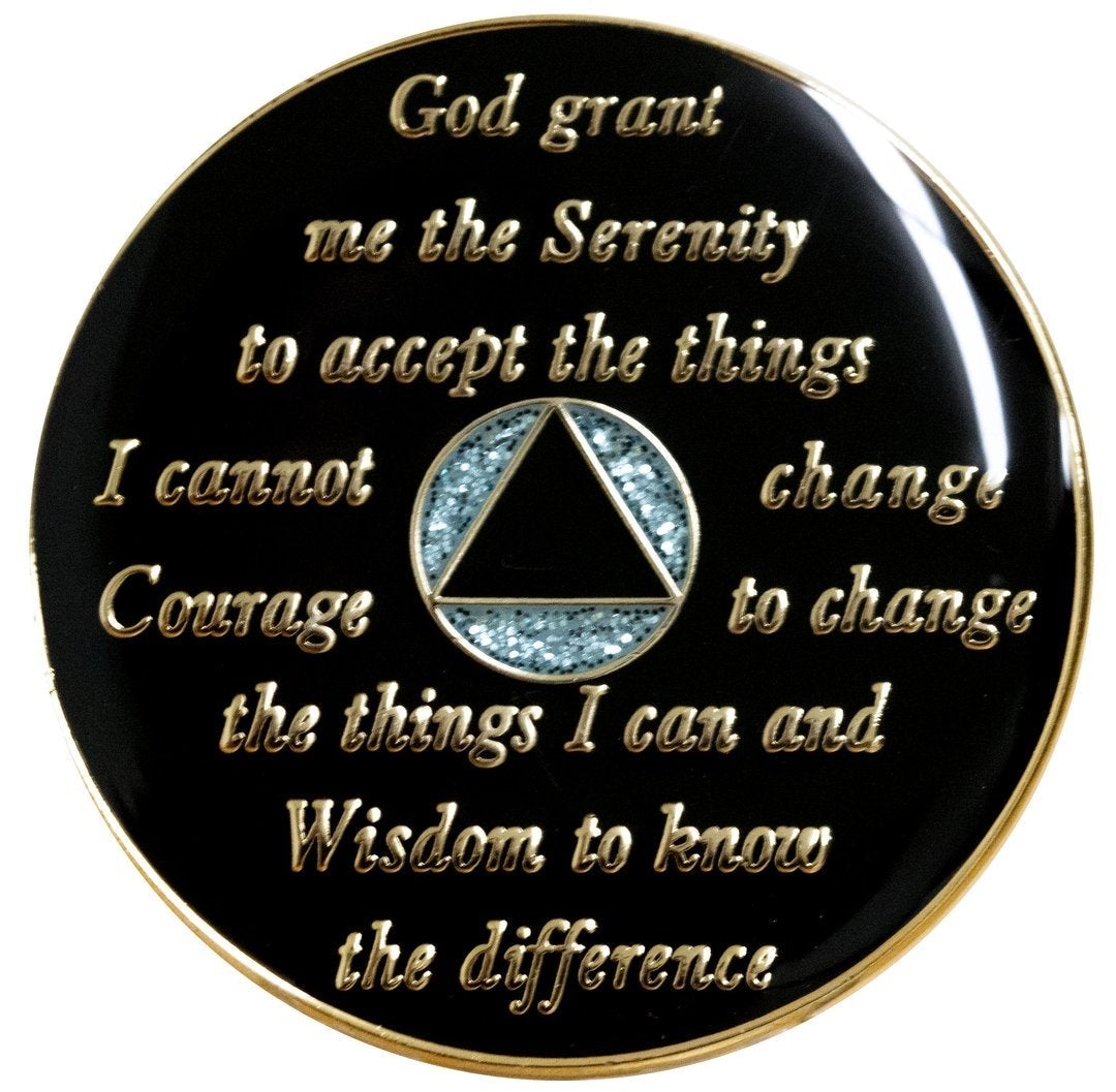AA Glitter Turquoise with Gold Crystals Coin - Recovery Medallion from Choices Books & Gifts