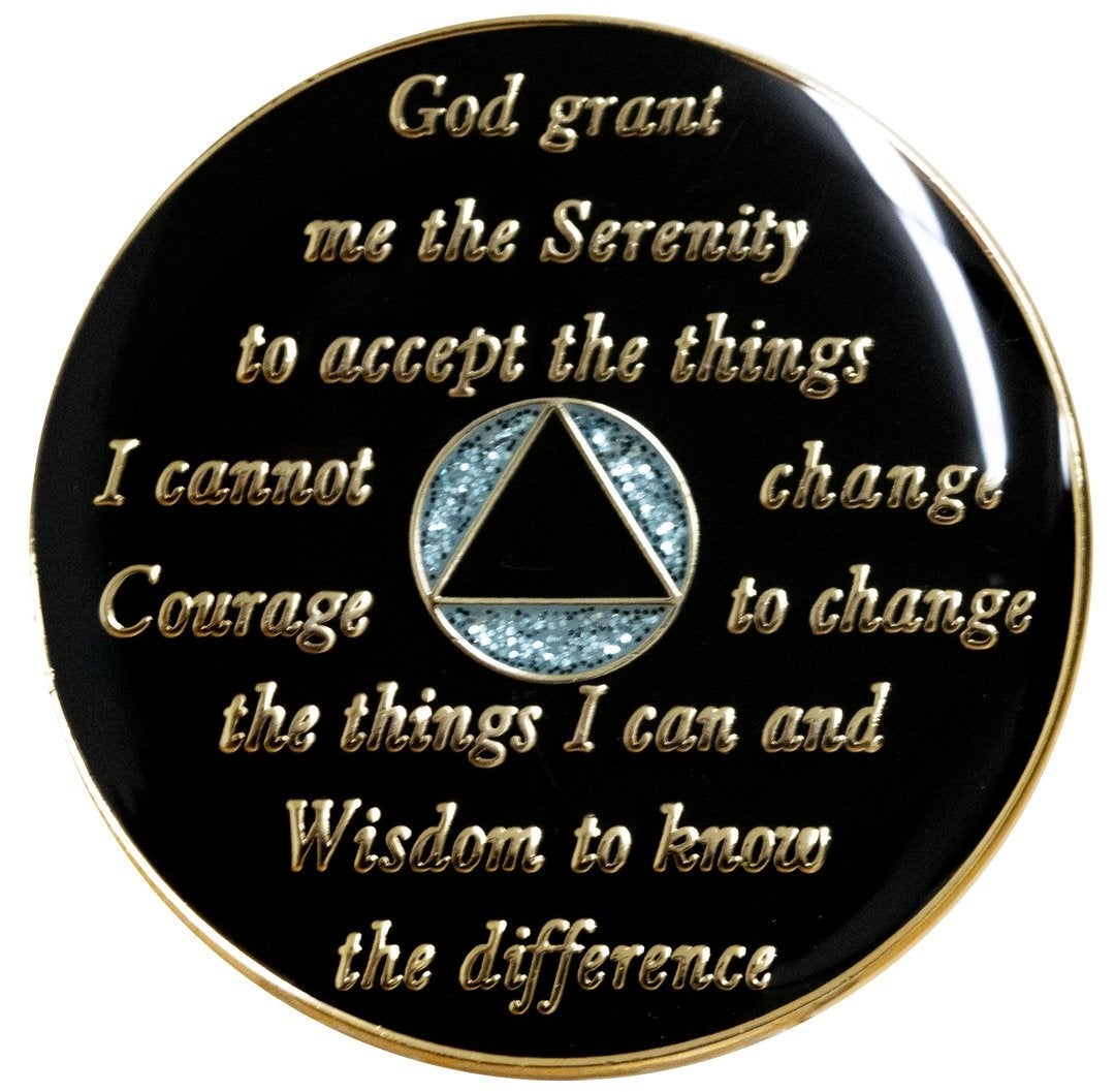 AA Glitter Turquoise with Turq Circle Coin - Recovery Medallion from Choices Books & Gifts