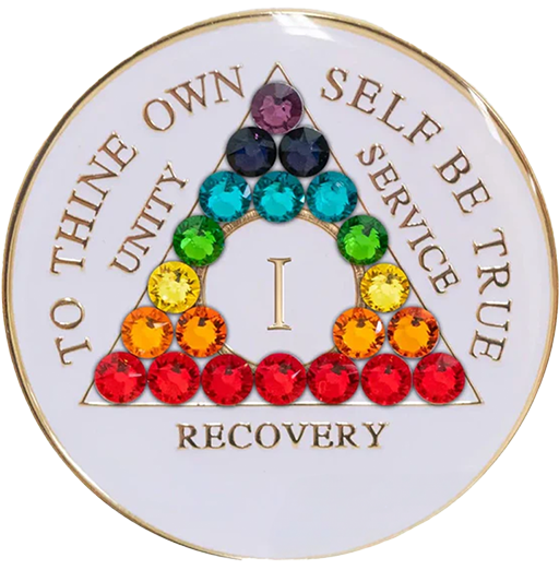 Glow AA Medallion with Reverse Rainbow Crystals - Recovery Medallion from Choices Books & Gifts
