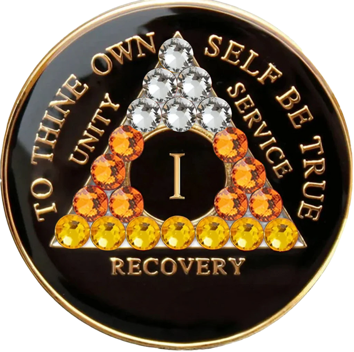 AA Gold Plated Coin, Candy Corn Crystals (White/Orange/Yellow) - Recovery Medallion from Choices Books & Gifts