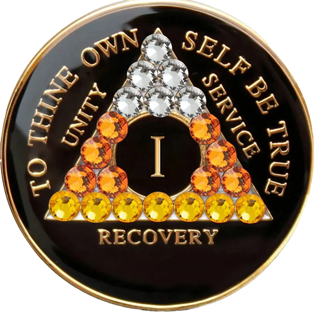 AA Gold Plated Coin, Candy Corn Crystals (White/Orange/Yellow) - Recovery Medallion from Choices Books & Gifts