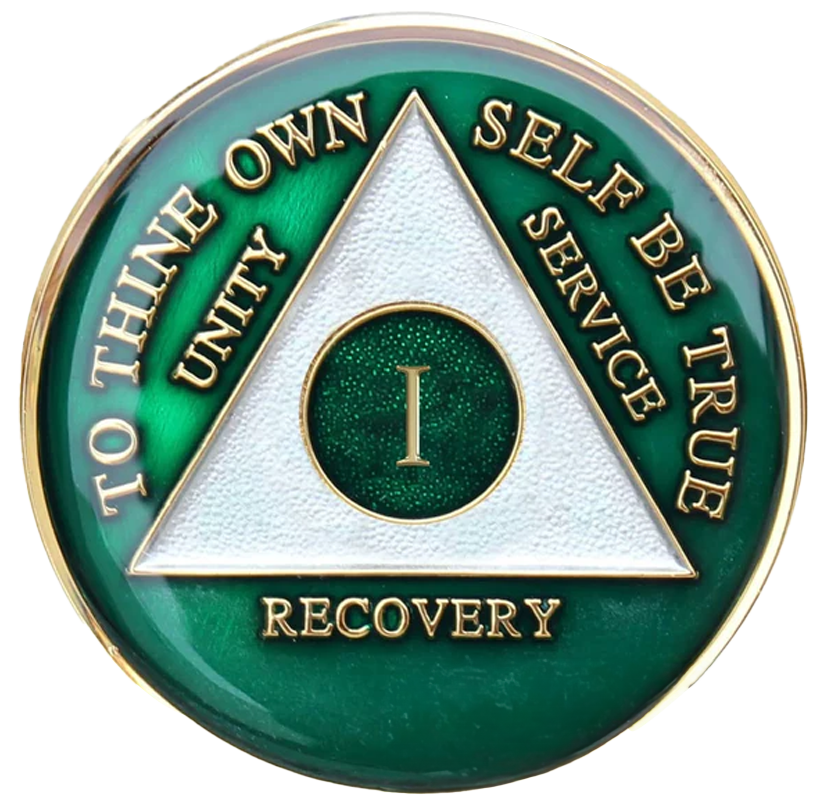 Green Silver AA Medallion - Recovery Medallion from Choices Books & Gifts