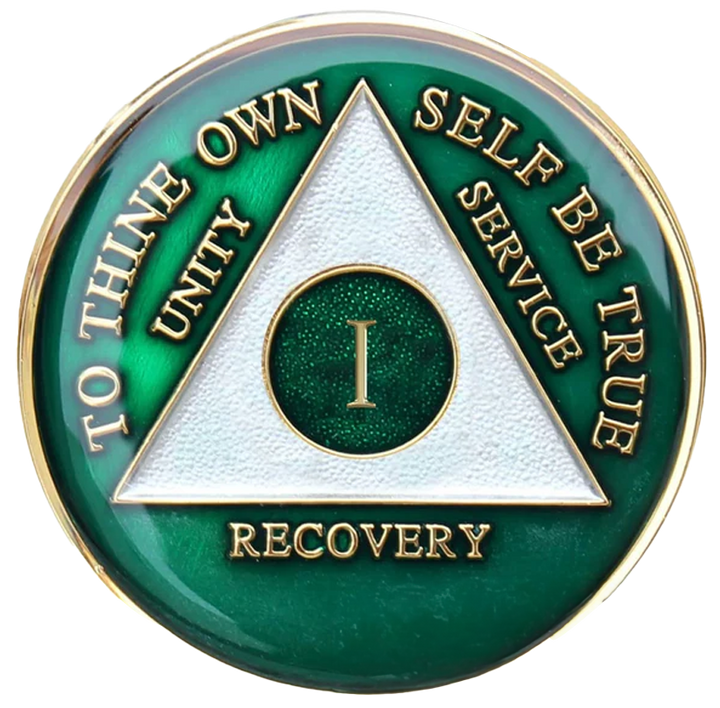 Green Silver AA Medallion - Recovery Medallion from Choices Books & Gifts