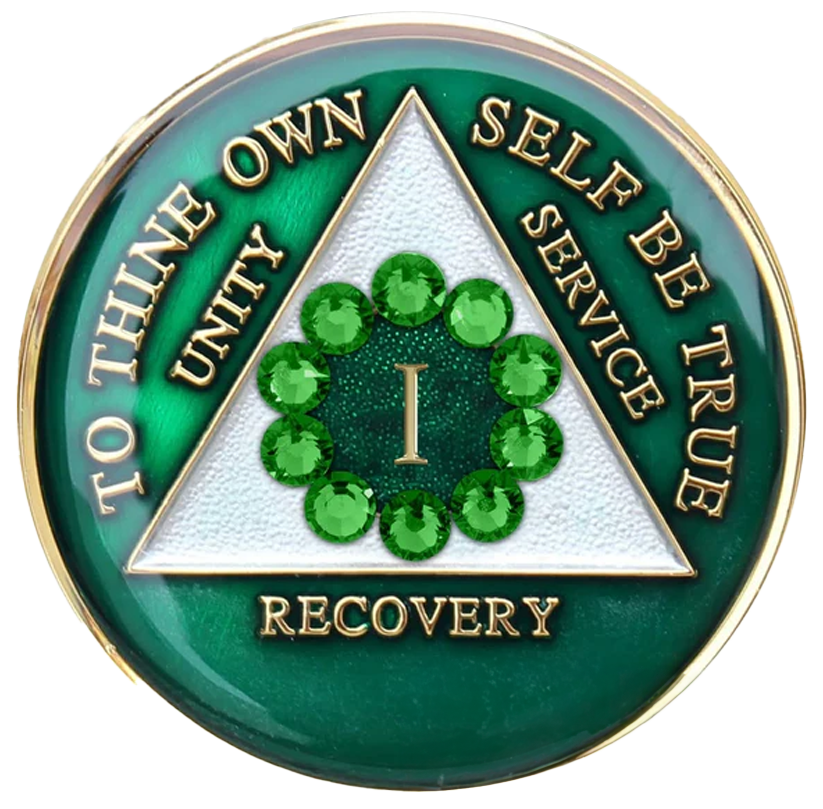 AA Green with Green Circle Coin - Recovery Medallion from Choices Books & Gifts