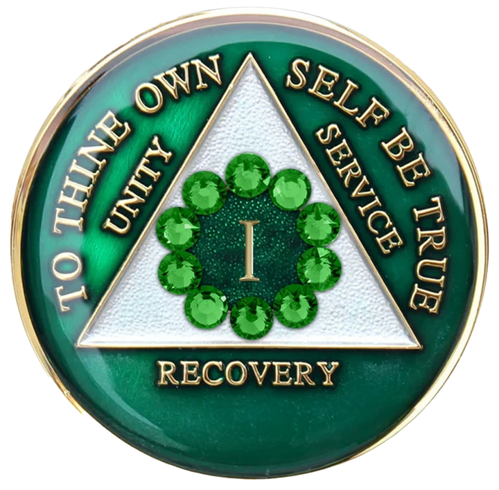 AA Green with Green Circle Coin - Recovery Medallion from Choices Books & Gifts