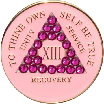 AA Pink Coin with Pink Crystals - Recovery Medallion from Choices Books & Gifts