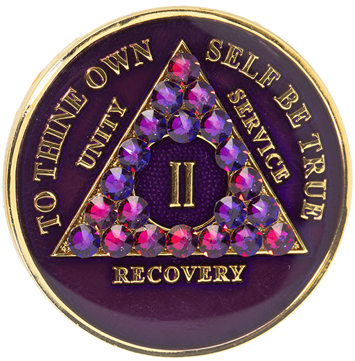 Purple AA Chip with Volcano Crystals - Recovery Medallion from Choices Books & Gifts