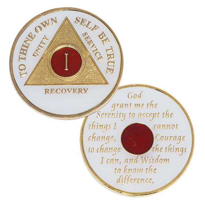 White/Red AA Medallion - Recovery Medallion from Choices Books & Gifts