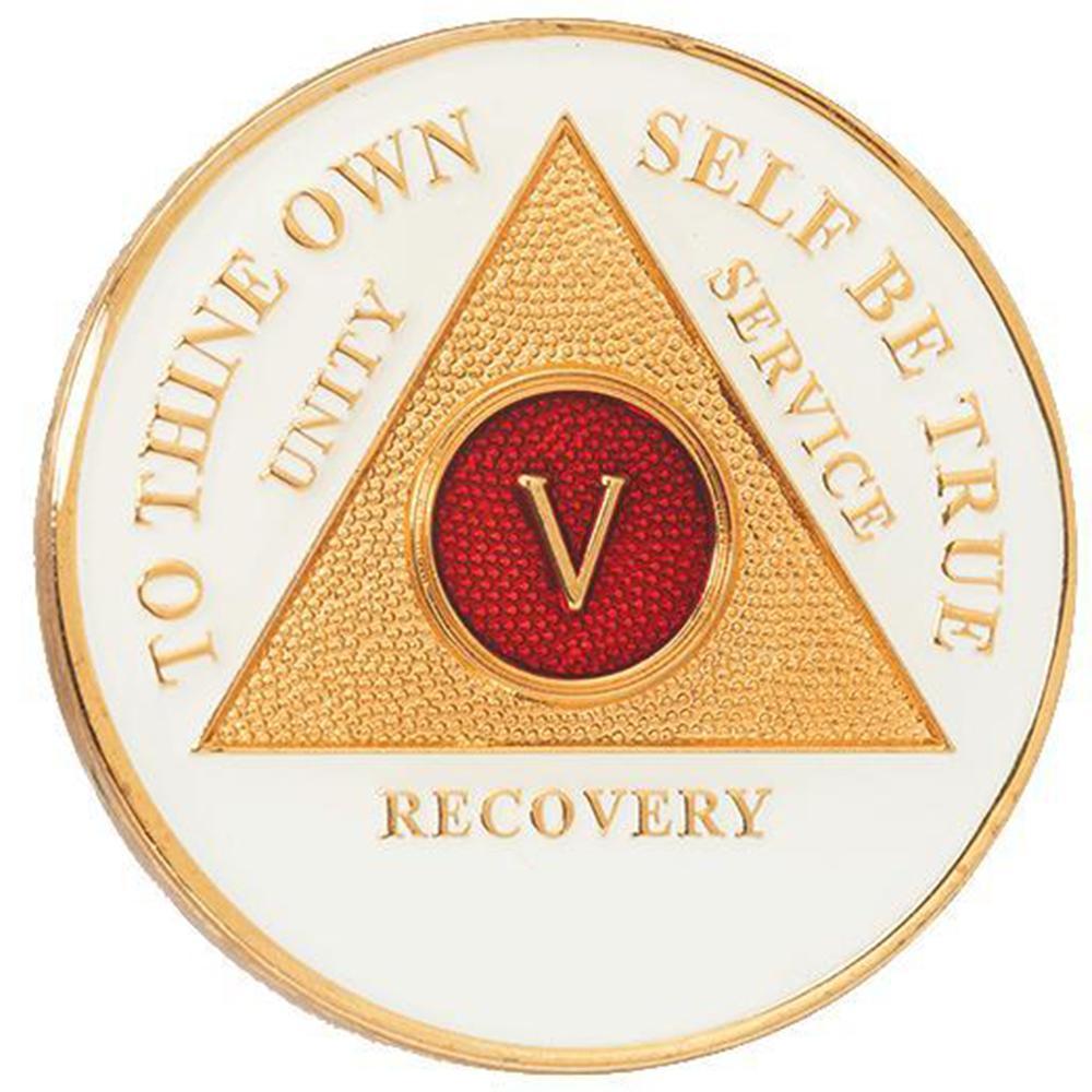 White/Red AA Medallion - Recovery Medallion from Choices Books & Gifts